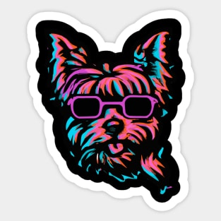 Yorkshire Terrier Synthwave Dog Lover Yorkie Sticker